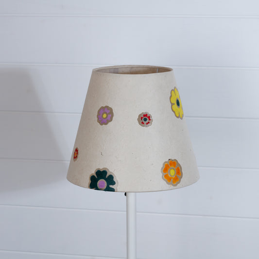 Conical Lamp Shade P35 ~ Batik Multi Flower on Natural, 15cm(top) x 25cm(bottom) x 20cm(height)