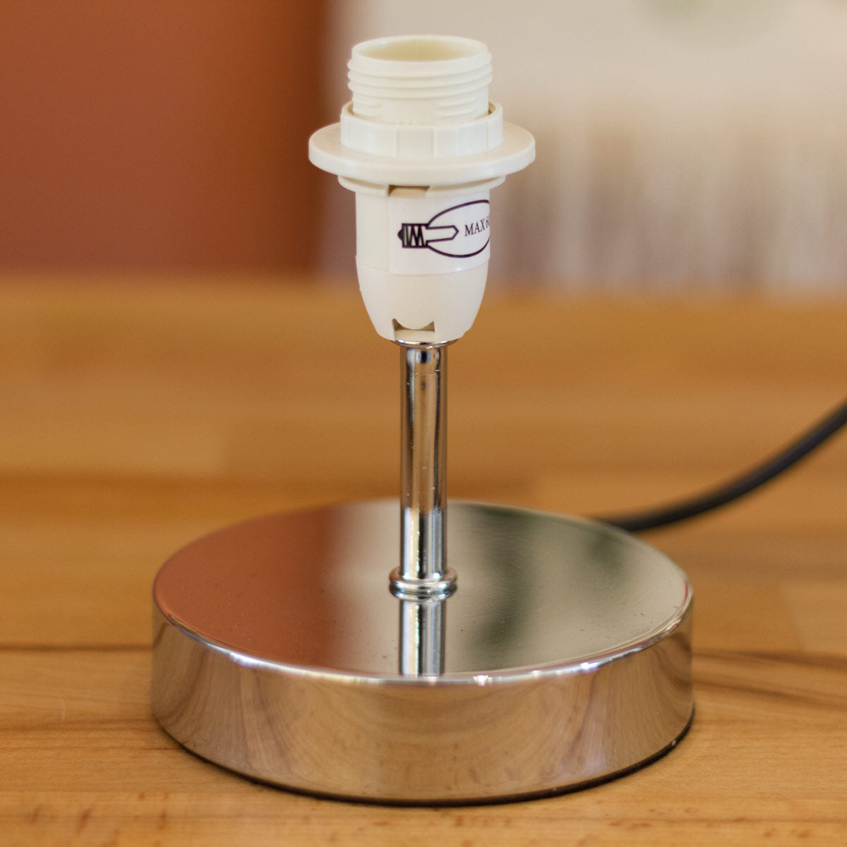 Round Chrome Touch activated Table Lamp B129 ~ Batik Peony Blue