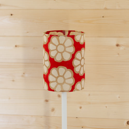 Drum Lamp Shade - P18 - Batik Big Flower on Red, 15cm(diameter)