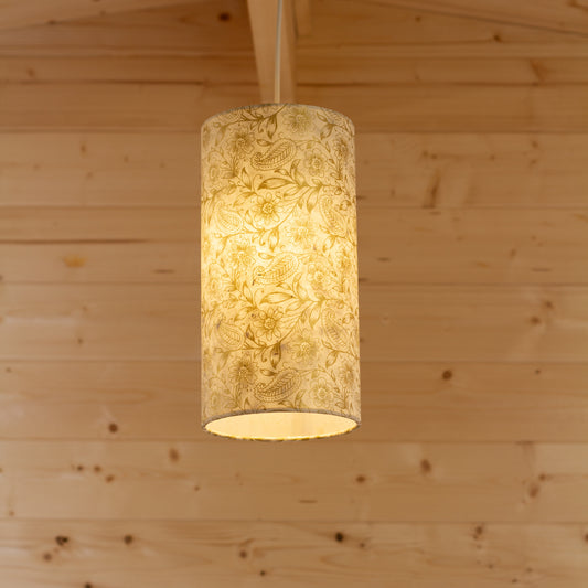 Drum Lamp Shade - P69 ~ Garden Gold on Natural, 15cm(diameter)