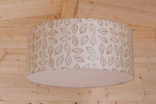 Drum Lamp Shade - P28 - Batik Leaf on Natural, 70cm(d) x 30cm(h)
