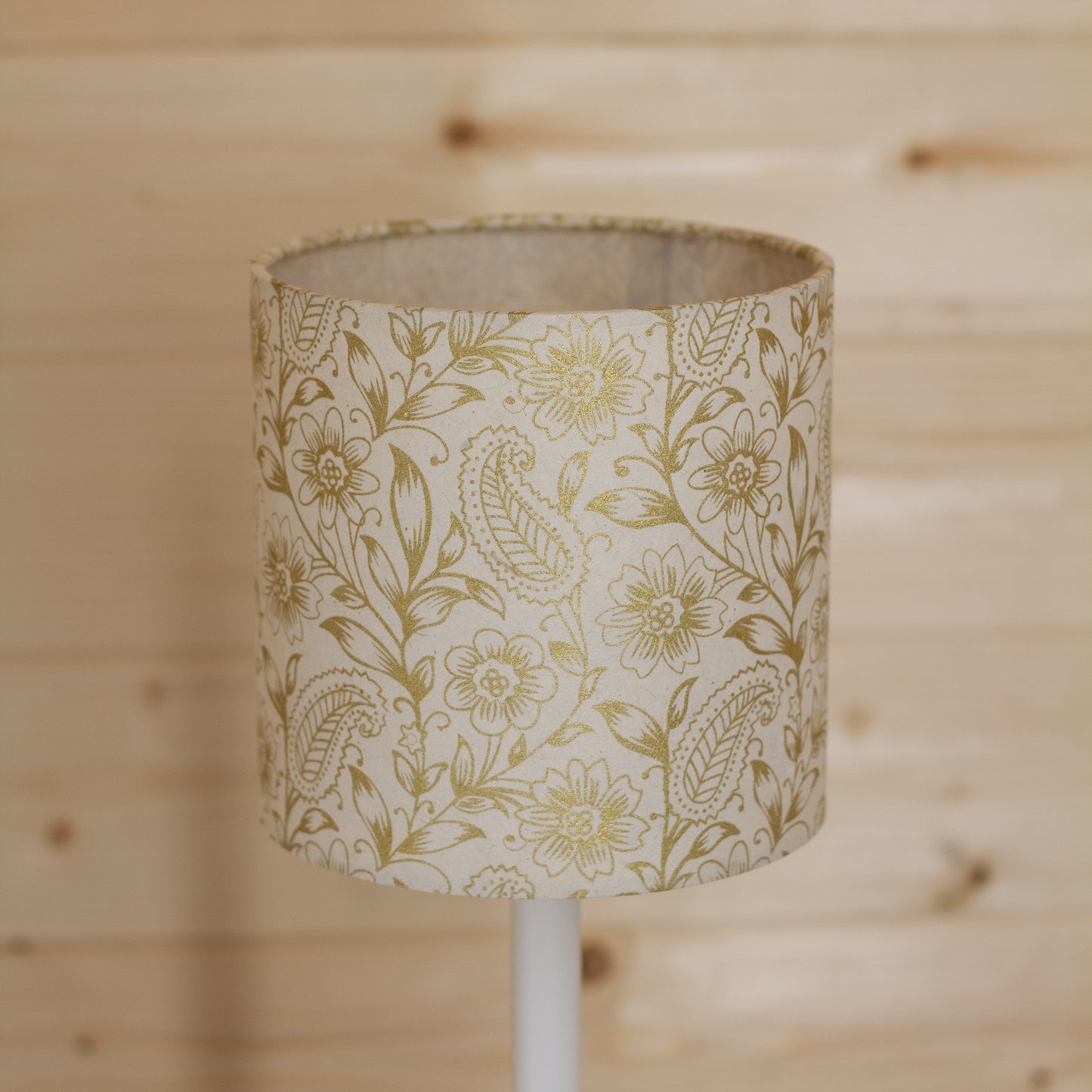 Drum Lamp Shade - P69 ~ Garden Gold on Natural, 15cm(diameter)