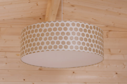 Drum Lamp Shade - P85 ~ Batik Dots on Natural, 60cm(d) x 20cm(h)