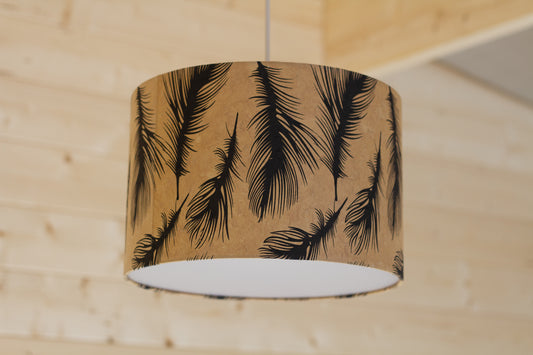 Drum Lamp Shade - B102 - Black Feather, 30cm(d) x 20cm(h)
