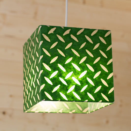Square Lamp Shade - P96 - Batik Tread Plate Green, 20cm(w) x 20cm(h) x 20cm(d)