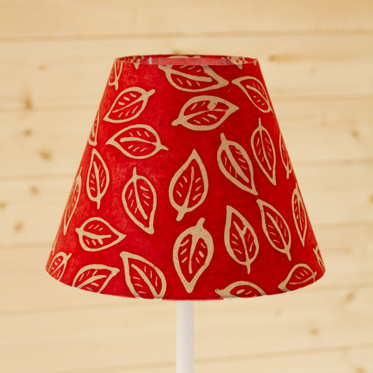 Conical Lamp Shade P30 - Batik Leaf on Red, 15cm(top) x 30cm(bottom) x 22cm(height)
