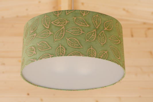 Oval Lamp Shade - P29 - Batik Leaf on Green, 40cm(w) x 20cm(h) x 30cm(d)