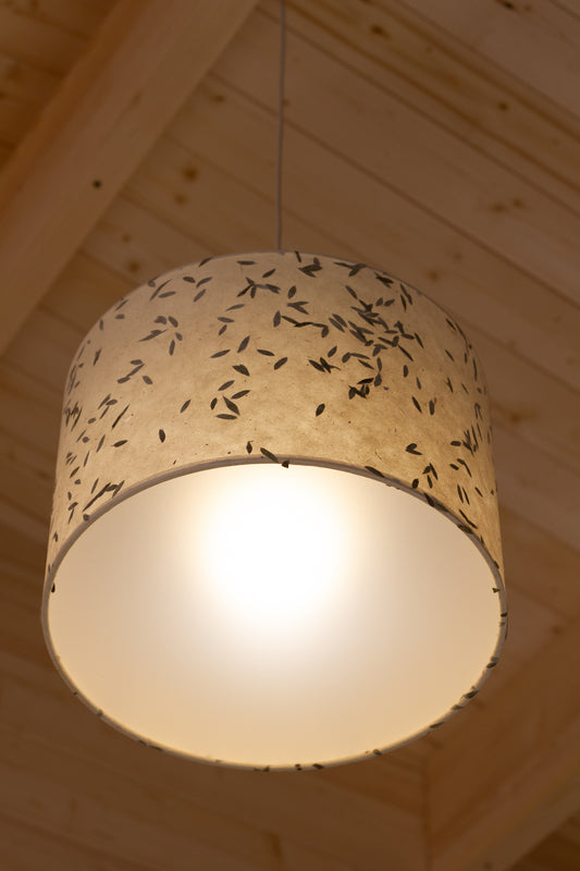 Drum Lamp Shade - P95 - Little Leaves, 30cm(d) x 20cm(h)