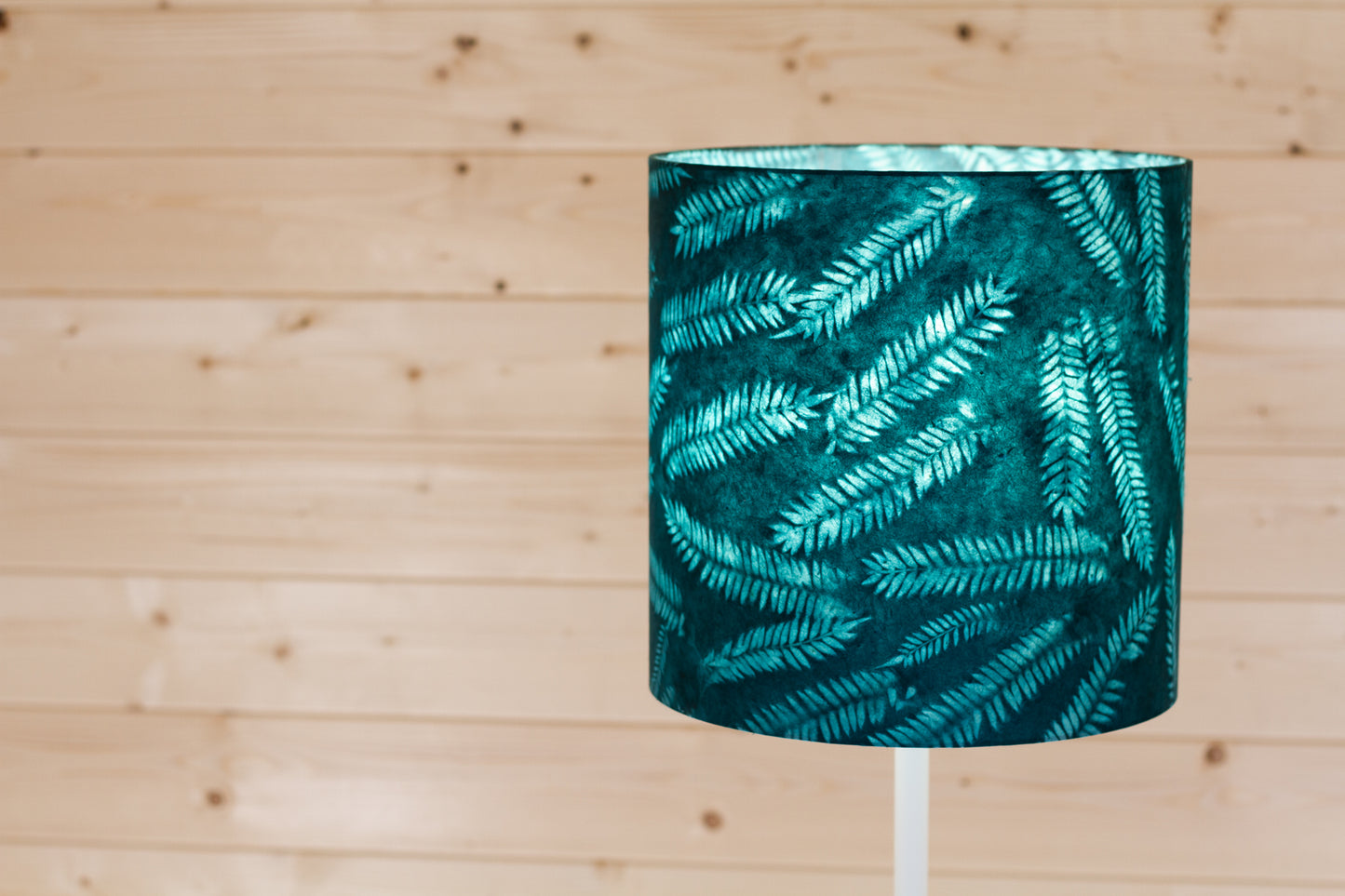 Drum Lamp Shade - B106 ~ Resistance Dyed Teal Fern, 30cm(d) x 30cm(h)