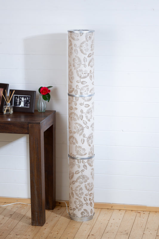 3 Panel Floor Lamp - P09 - Batik Peony on Natural, 20cm(d) x 1.4m(h)