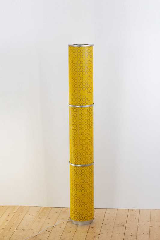 3 Panel Floor Lamp - P71 - Batik Yellow Circles, 20cm(d) x 1.4m(h)