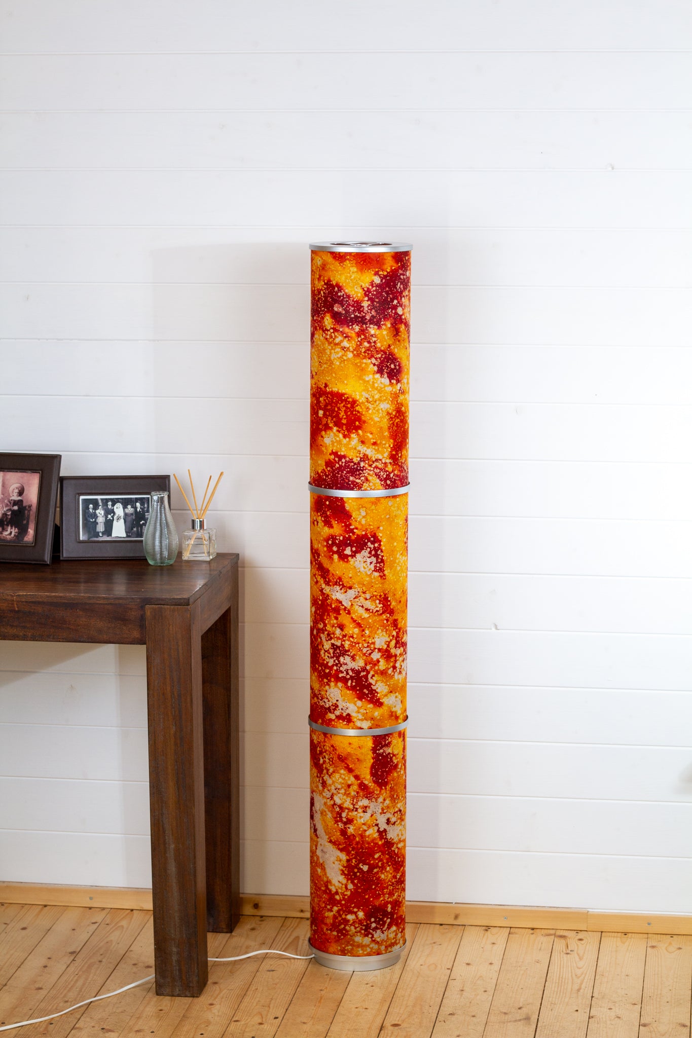 3 Panel Floor Lamp - B112 ~ Batik Lava Red Orange, 20cm(d) x 1.4m(h)