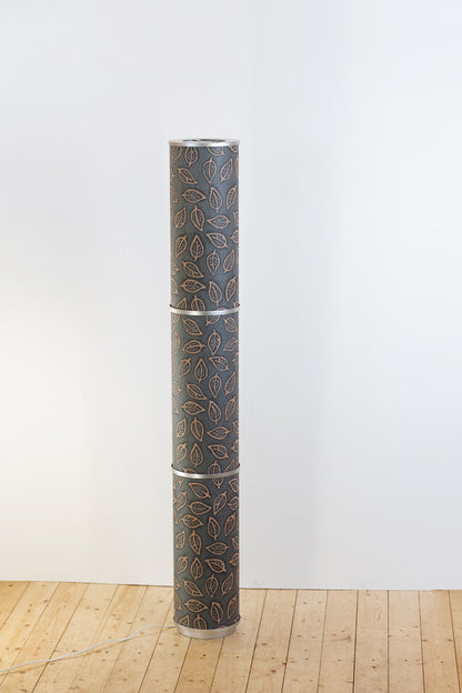 3 Panel Floor Lamp - Batik Leaf Grey (B124), 20cm(d) x 1.4m(h)