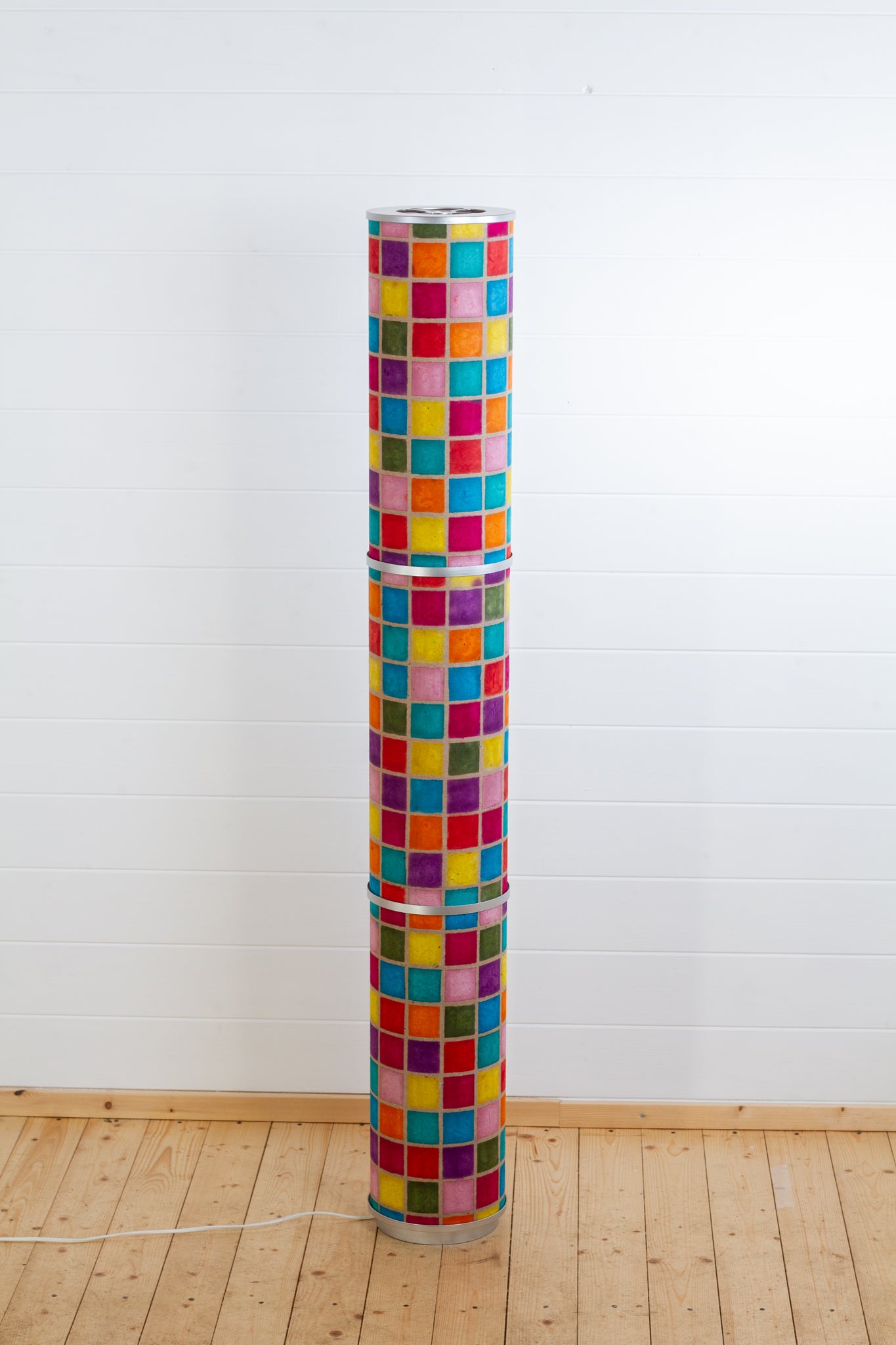 3 Panel Floor Lamp - P01 - Batik Multi Square, 20cm(d) x 1.4m(h)