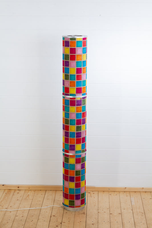 3 Panel Floor Lamp - P01 - Batik Multi Square, 20cm(d) x 1.4m(h)