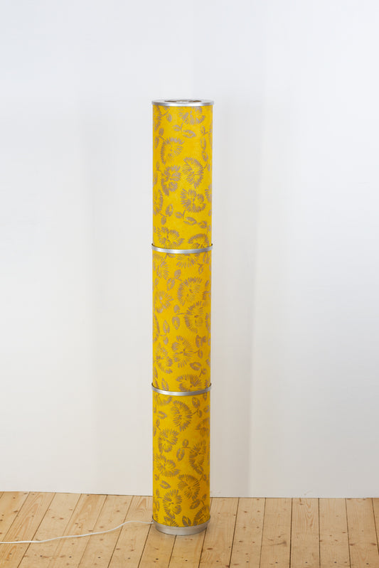 3 Panel Floor Lamp - B120 Batik Peony Yellow, 20cm(d) x 1.4m(h)