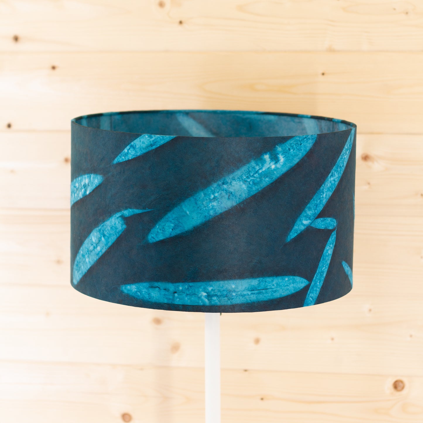 Drum Lamp Shade - P99 - Resistance Dyed Teal Bamboo, 35cm(d) x 20cm(h)