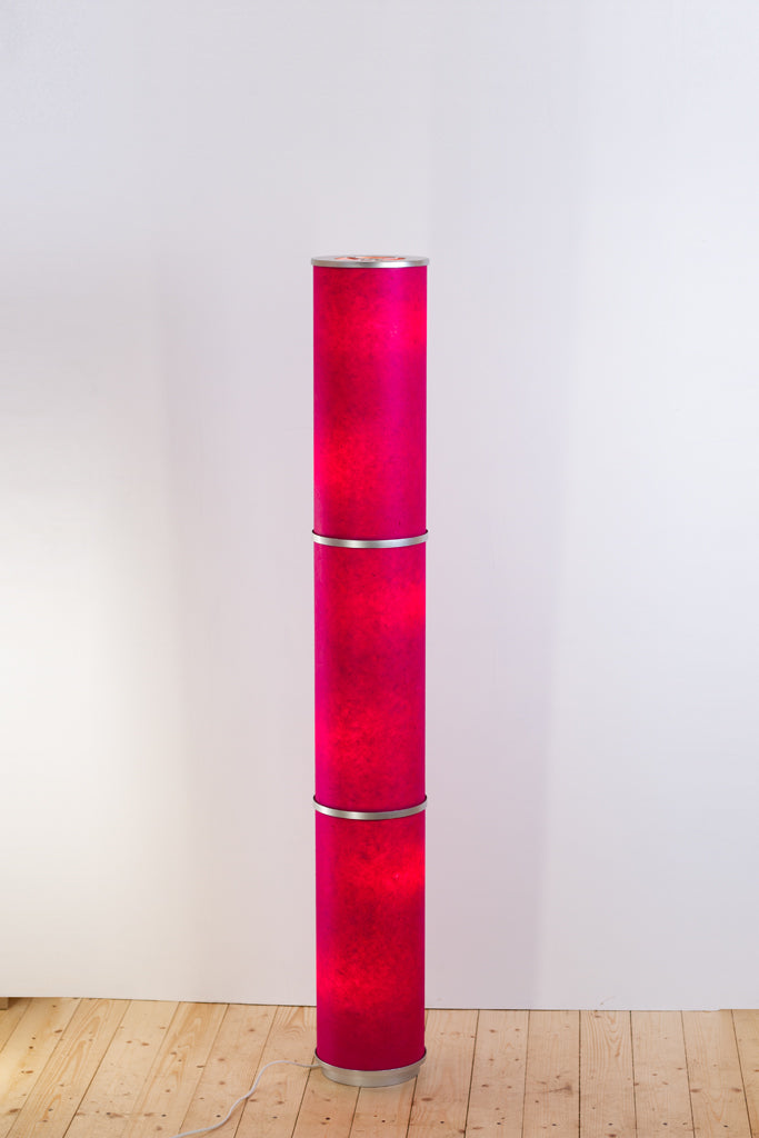 3 Panel Floor Lamp - P57 - Hot Pink Lokta, 20cm(d) x 1.4m(h)