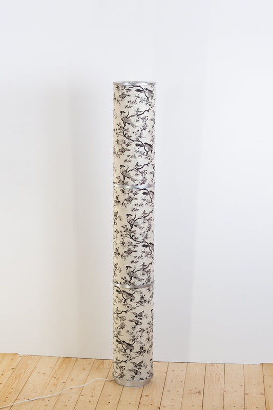 3 Panel Floor Lamp - P41 - Oriental Birds, 20cm(d) x 1.4m(h)