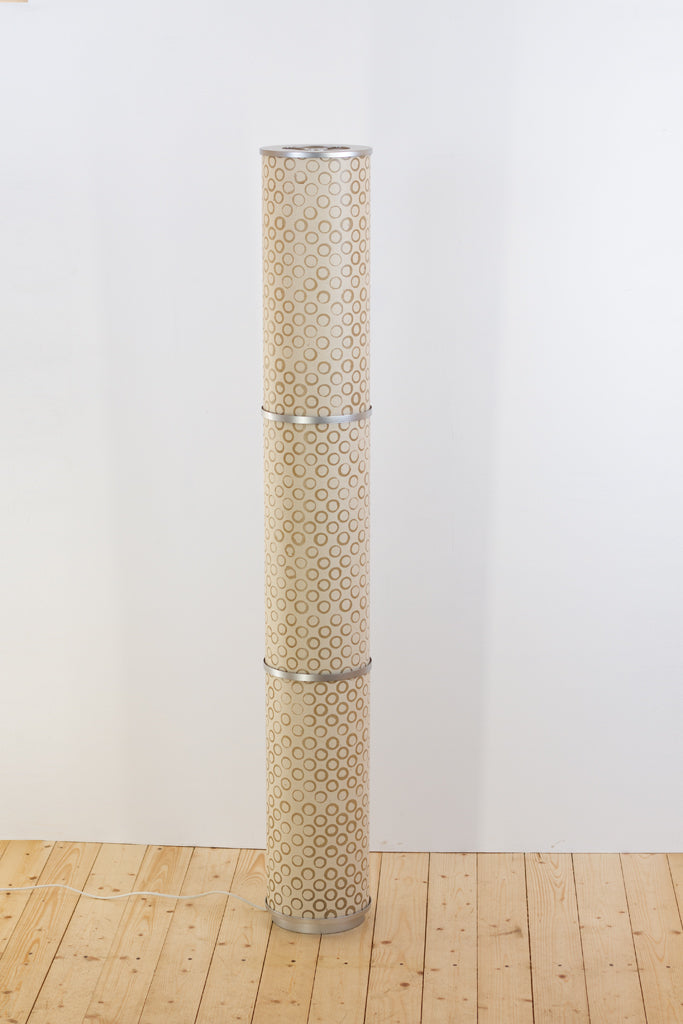3 Panel Floor Lamp - P74 - Batik Natural Circles, 20cm(d) x 1.4m(h)