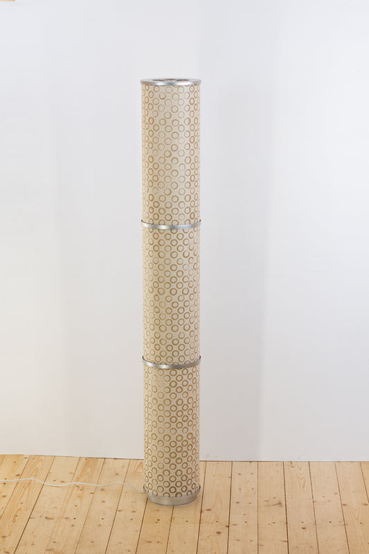 3 Panel Floor Lamp - P74 - Batik Natural Circles, 20cm(d) x 1.4m(h)