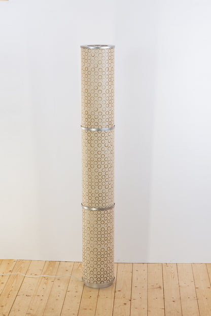 3 Panel Floor Lamp - P74 - Batik Natural Circles, 20cm(d) x 1.4m(h)