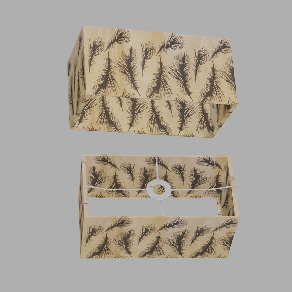 Rectangle Lamp Shade - B102 - Black Feather, 40cm(w) x 20cm(h) x 20cm(d)