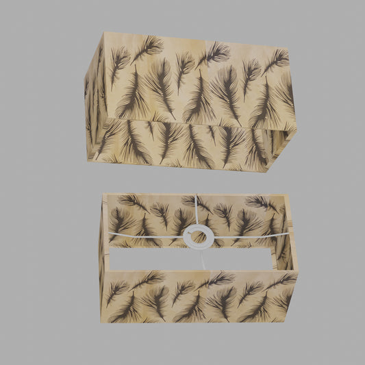 Rectangle Lamp Shade - B102 - Black Feather, 40cm(w) x 20cm(h) x 20cm(d)