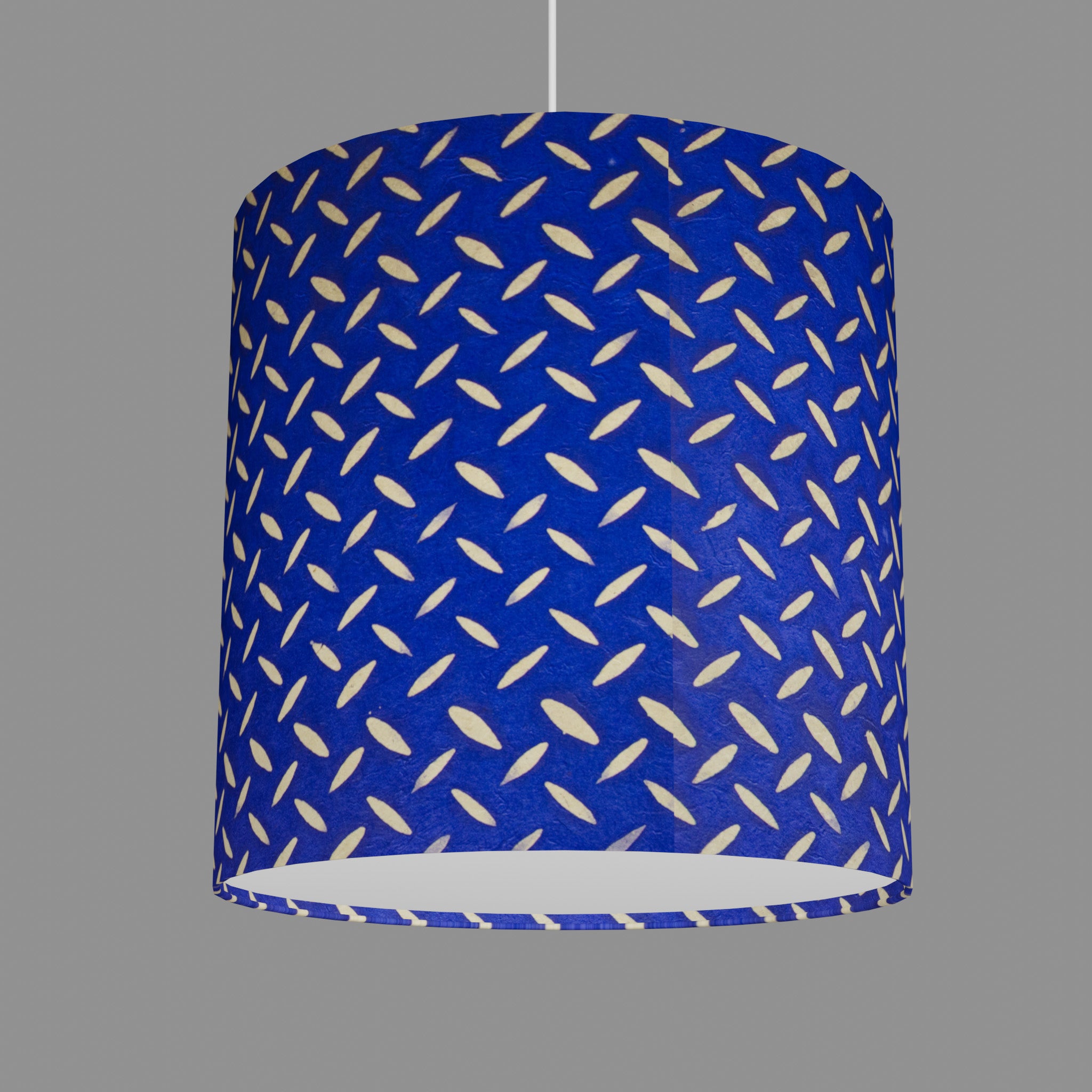 Drum Lamp Shade B103 Batik Tread Plate on Royal Blue, 40cm(d) x 40