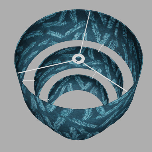 3 Tier Lamp Shade - B106 ~ Resistance Dyed Teal Fern, 50cm x 20cm, 40cm x 17.5cm & 30cm x 15cm