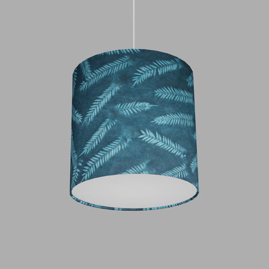 Drum Lamp Shade - B106 ~ Resistance Dyed Teal Fern, 25cm x 25cm