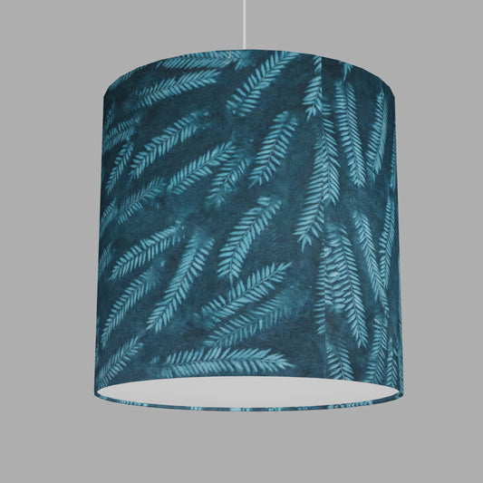 Drum Lamp Shade - B106 ~ Resistance Dyed Teal Fern, 40cm(d) x 40cm(h)