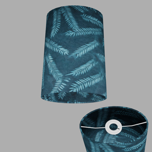 Oval Lamp Shade - B106 ~ Resistance Dyed Teal Fern, 20cm(w) x 30cm(h) x 13cm(d)