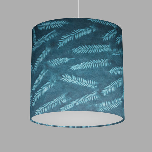 Oval Lamp Shade - B106 ~ Resistance Dyed Teal Fern, 30cm(w) x 30cm(h) x 22cm(d)