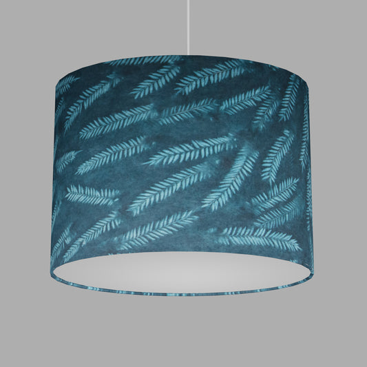 Oval Lamp Shade - B106 ~ Resistance Dyed Teal Fern, 40cm(w) x 30cm(h) x 30cm(d)