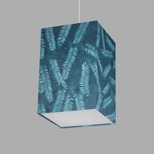 Square Lamp Shade - B106 ~ Resistance Dyed Teal Fern, 20cm(w) x 30cm(h) x 20cm(d)