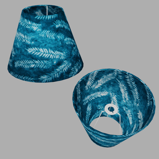 Conical Lamp Shade B106 ~ Resistance Dyed Teal Fern, 15cm(top) x 30cm(bottom) x 22cm(height)