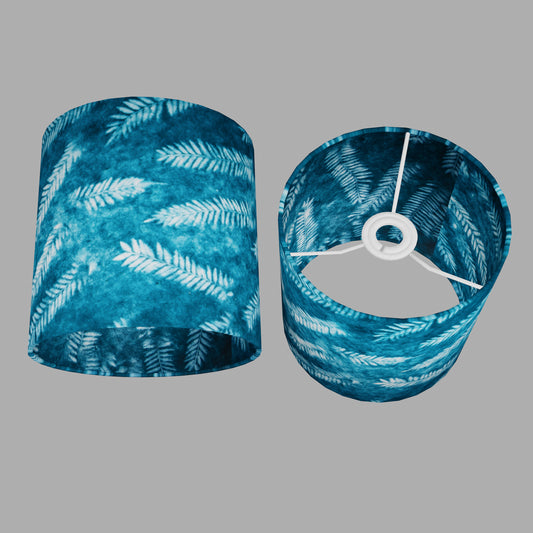 Drum Lamp Shade - B106 ~ Resistance Dyed Teal Fern, 20cm(diameter)