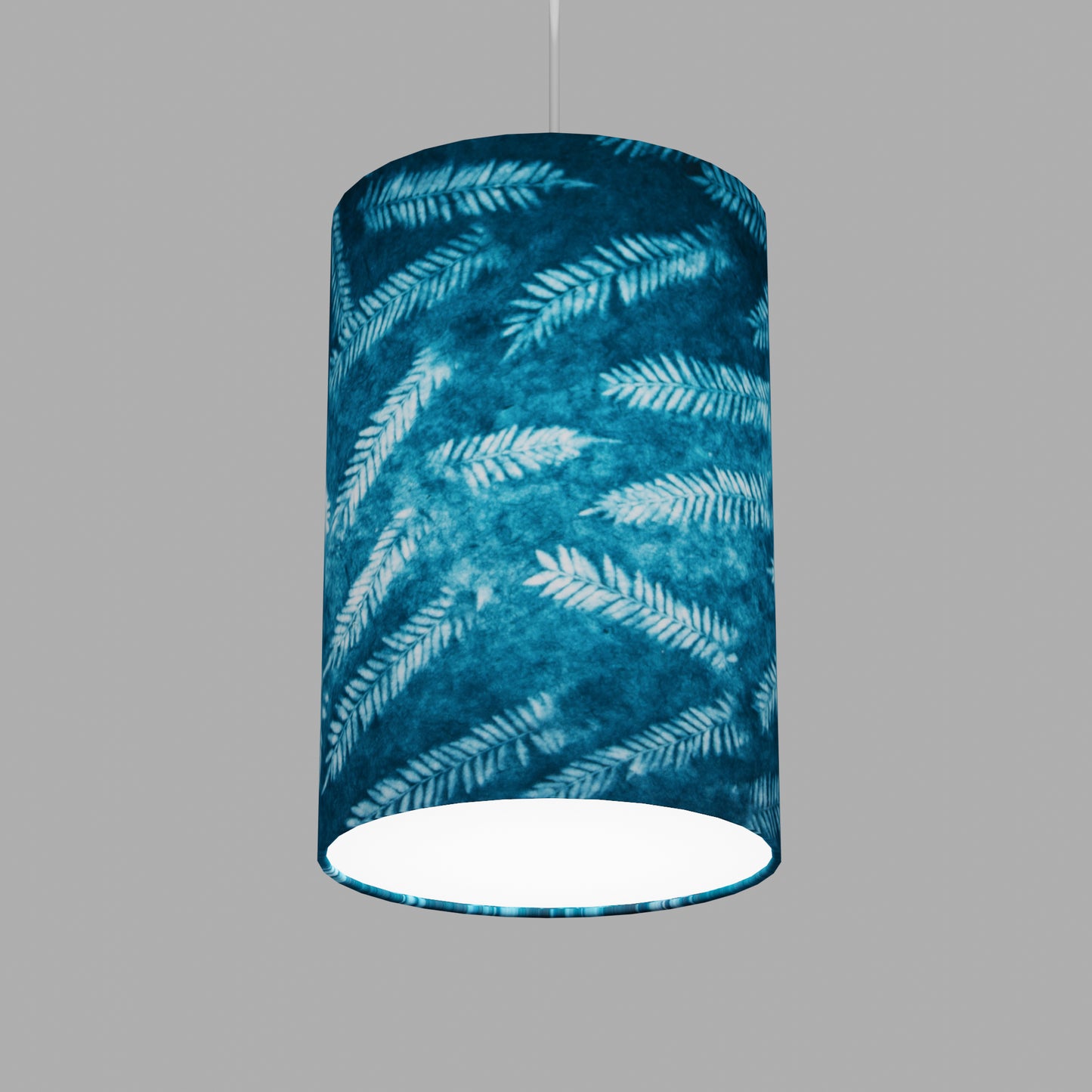Drum Lamp Shade - B106 ~ Resistance Dyed Teal Fern, 20cm(diameter)