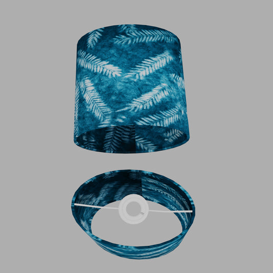Oval Lamp Shade - B106 ~ Resistance Dyed Teal Fern, 20cm(w) x 20cm(h) x 13cm(d)