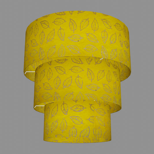3 Tier Lamp Shade - B107 ~ Batik Leaf Yellow, 50cm x 20cm, 40cm x 17.5cm & 30cm x 15cm