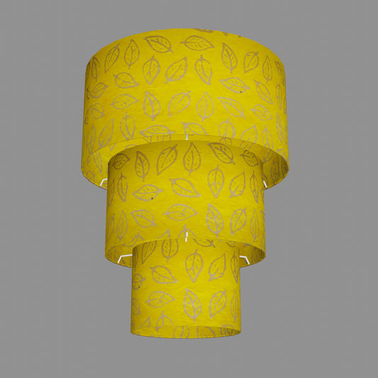 3 Tier Lamp Shade - B107 ~ Batik Leaf Yellow, 40cm x 20cm, 30cm x 17.5cm & 20cm x 15cm