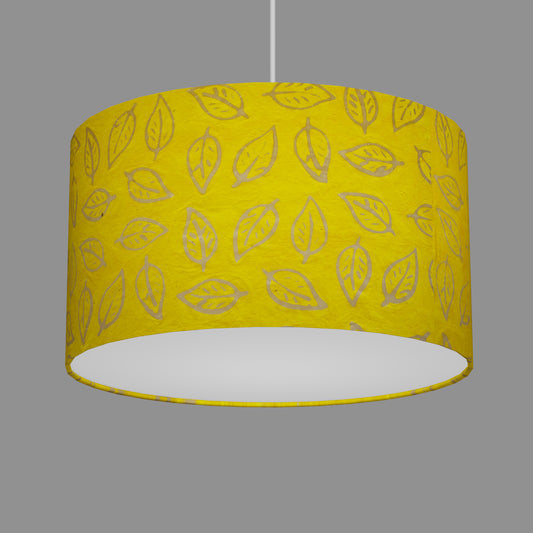 Drum Lamp Shade - B107 ~ Batik Leaf Yellow, 35cm(d) x 20cm(h)