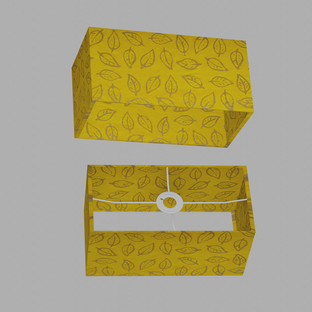 Rectangle Lamp Shade - B107 ~ Batik Leaf Yellow, 40cm(w) x 20cm(h) x 20cm(d)