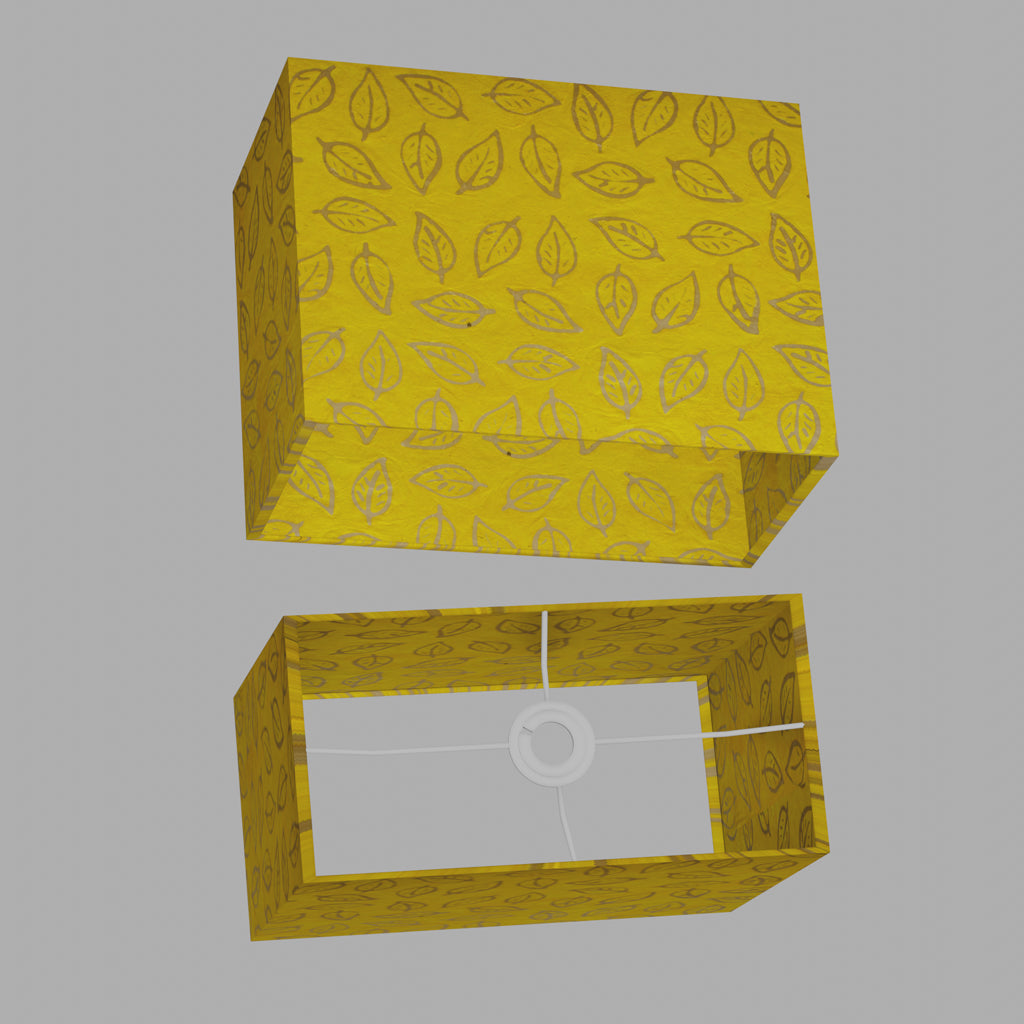 Rectangle Lamp Shade - B107 ~ Batik Leaf Yellow, 40cm(w) x 30cm(h) x 20cm(d)
