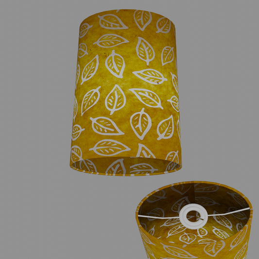 Oval Lamp Shade - B107 ~ Batik Leaf Yellow, 20cm(w) x 30cm(h) x 13cm(d)