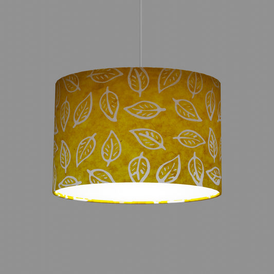 Oval Lamp Shade - B107 ~ Batik Leaf Yellow, 30cm(w) x 20cm(h) x 22cm(d)