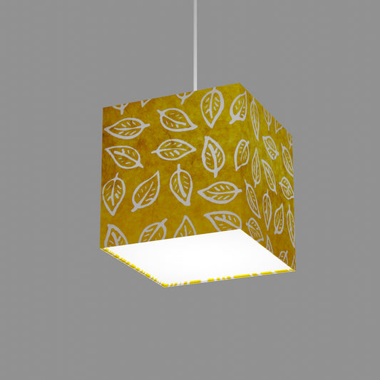 Square Lamp Shade - B107 ~ Batik Leaf Yellow, 20cm(w) x 20cm(h) x 20cm(d)