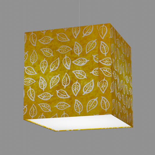 Square Lamp Shade - B107 ~ Batik Leaf Yellow, 40cm(w) x 40cm(h) x 40cm(d)