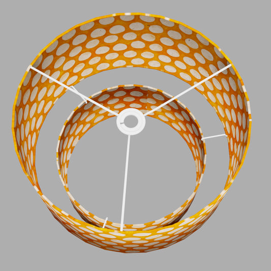 2 Tier Lamp Shade - B110 ~ Batik Dots on Orange, 40cm x 20cm & 30cm x 15cm